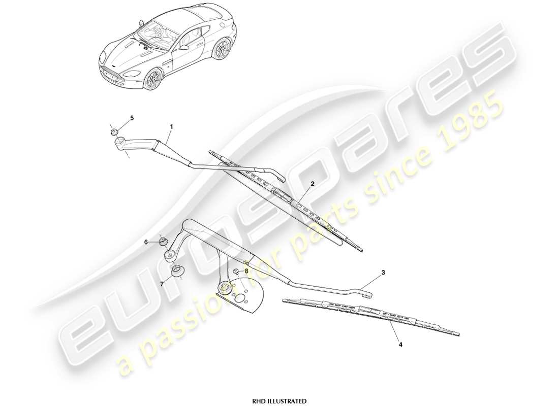 a part diagram from the aston martin v8 vantage (2007) parts catalogue