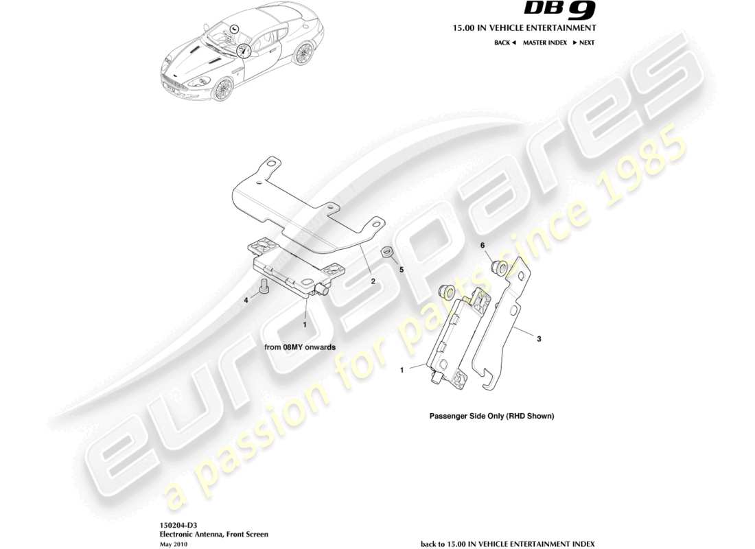 a part diagram from the aston martin db9 (2012) parts catalogue