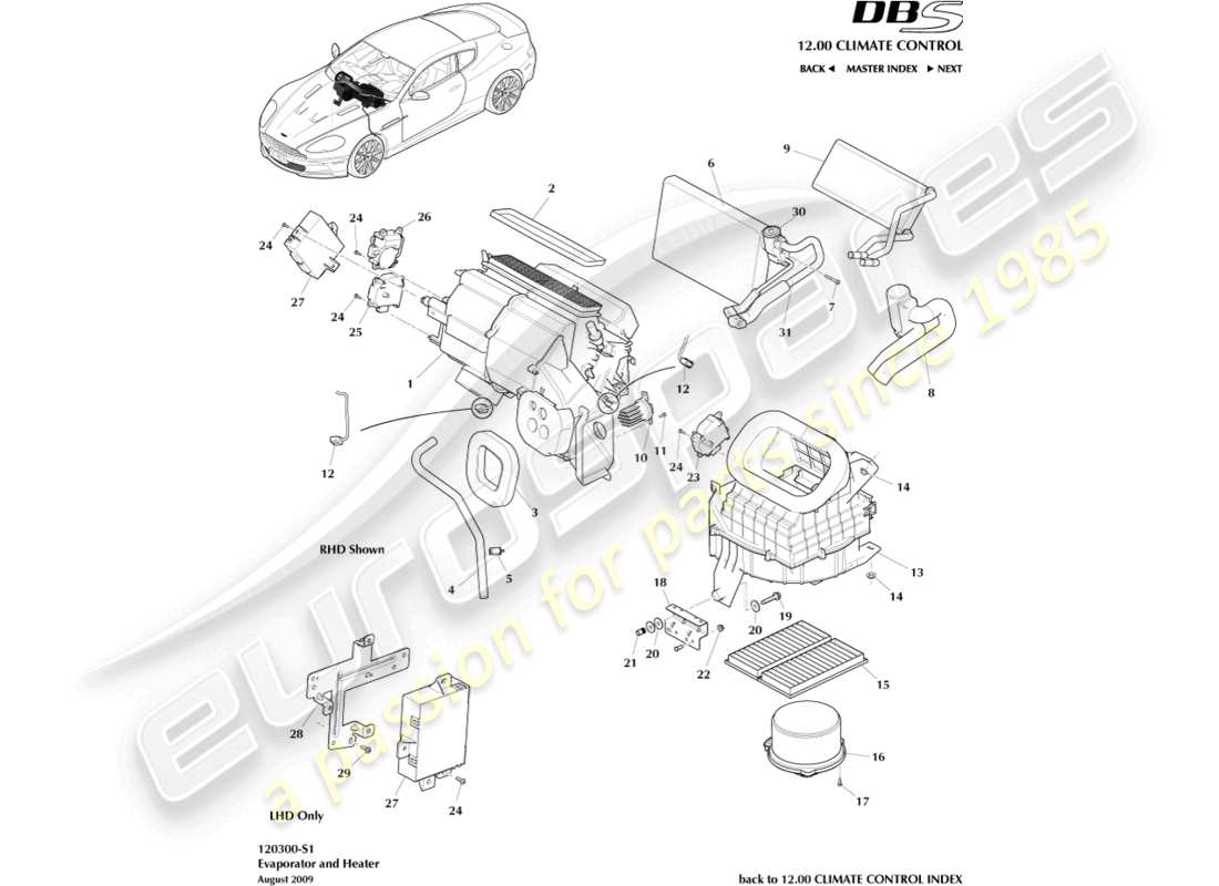 a part diagram from the aston martin dbs parts catalogue