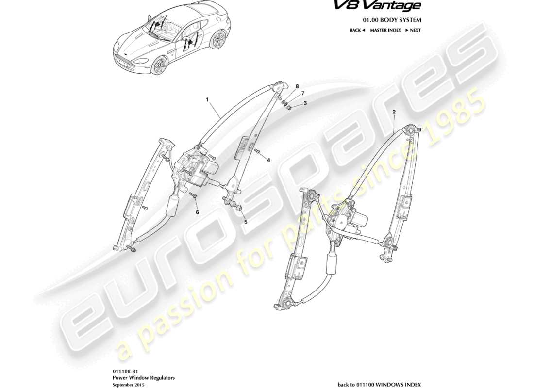 a part diagram from the aston martin vantage gt8 (2017) parts catalogue