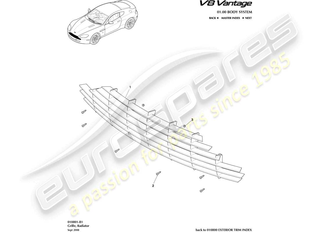 a part diagram from the aston martin vantage gt8 parts catalogue