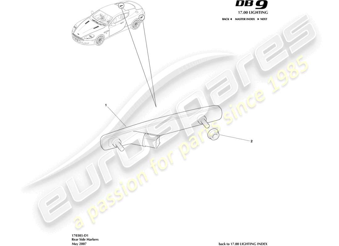 a part diagram from the aston martin db9 (2009) parts catalogue