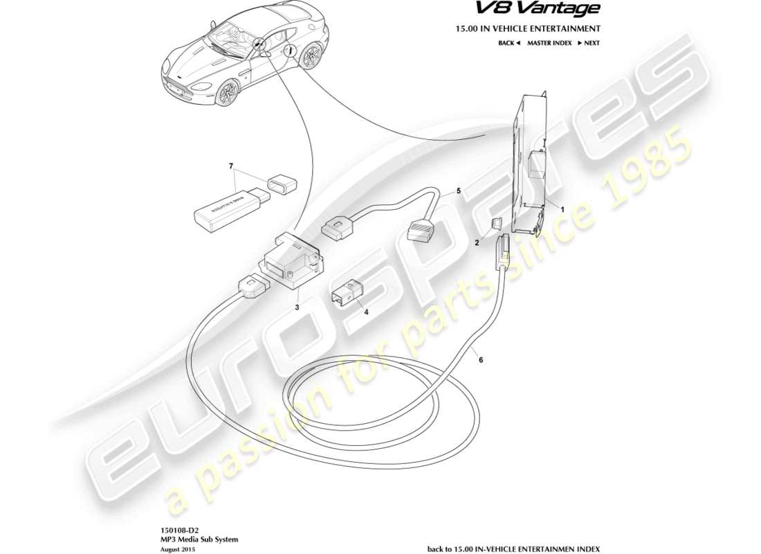 a part diagram from the aston martin vantage gt8 (2017) parts catalogue