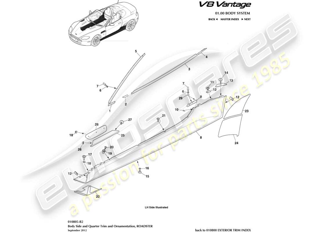 a part diagram from the aston martin vantage gt8 parts catalogue