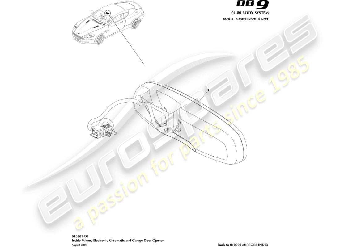 a part diagram from the aston martin db9 (2010) parts catalogue