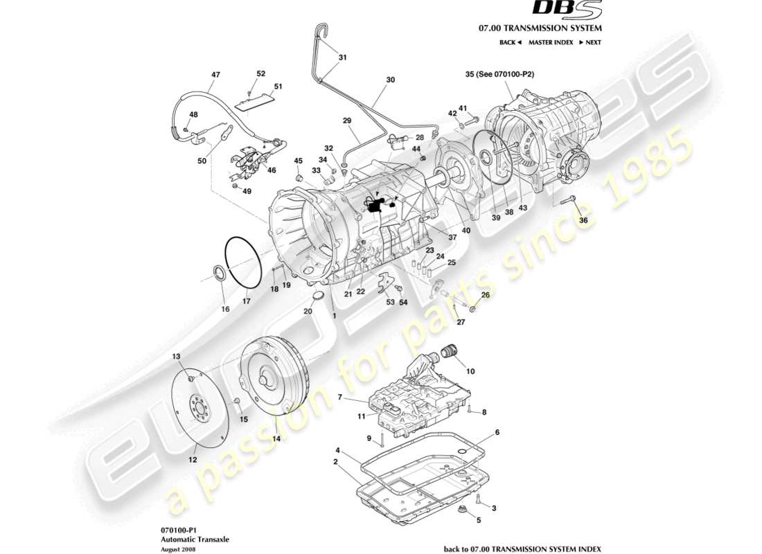 a part diagram from the aston martin dbs parts catalogue