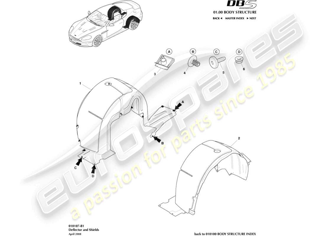 a part diagram from the aston martin dbs (2007) parts catalogue