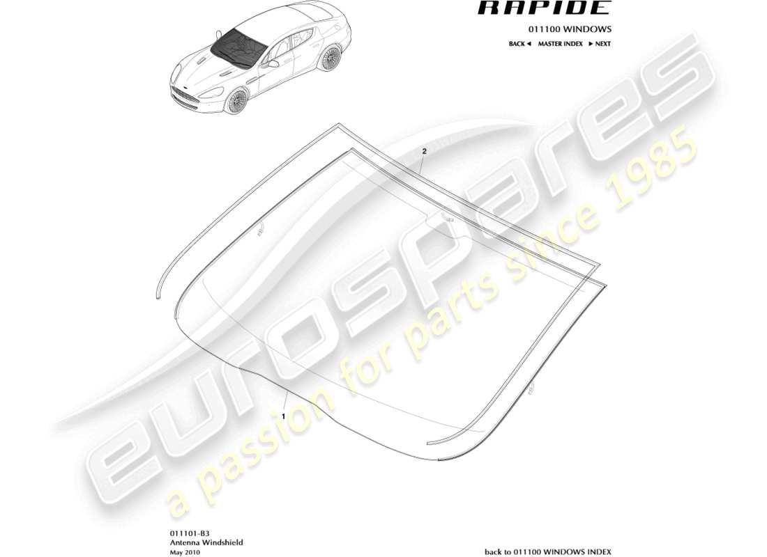a part diagram from the aston martin rapide (2014) parts catalogue