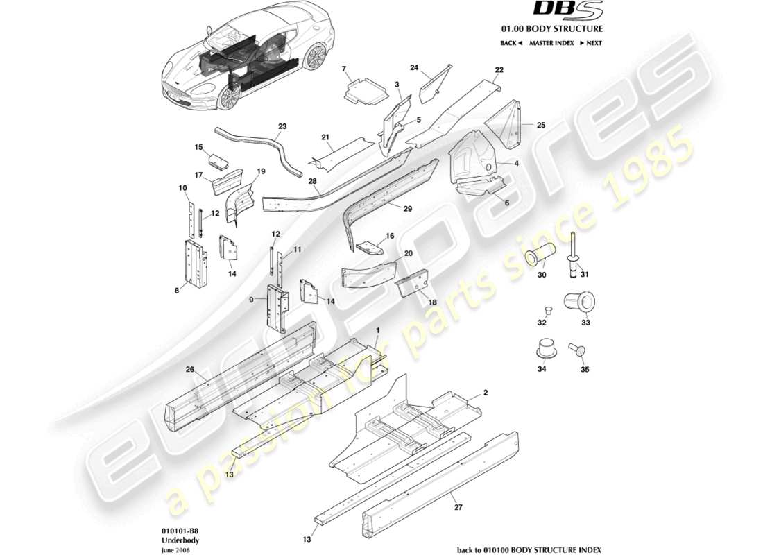 VIEW PARTS DIAGRAMS FROM THE ASTON MARTIN DBS PARTS CATALOGUE a part diagram from the aston martin dbs parts catalogue