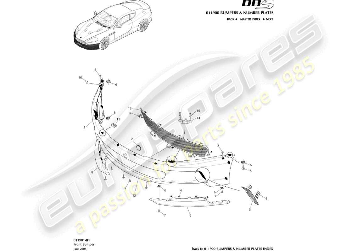VIEW PARTS DIAGRAMS FROM THE ASTON MARTIN DBS PARTS CATALOGUE a part diagram from the aston martin dbs parts catalogue