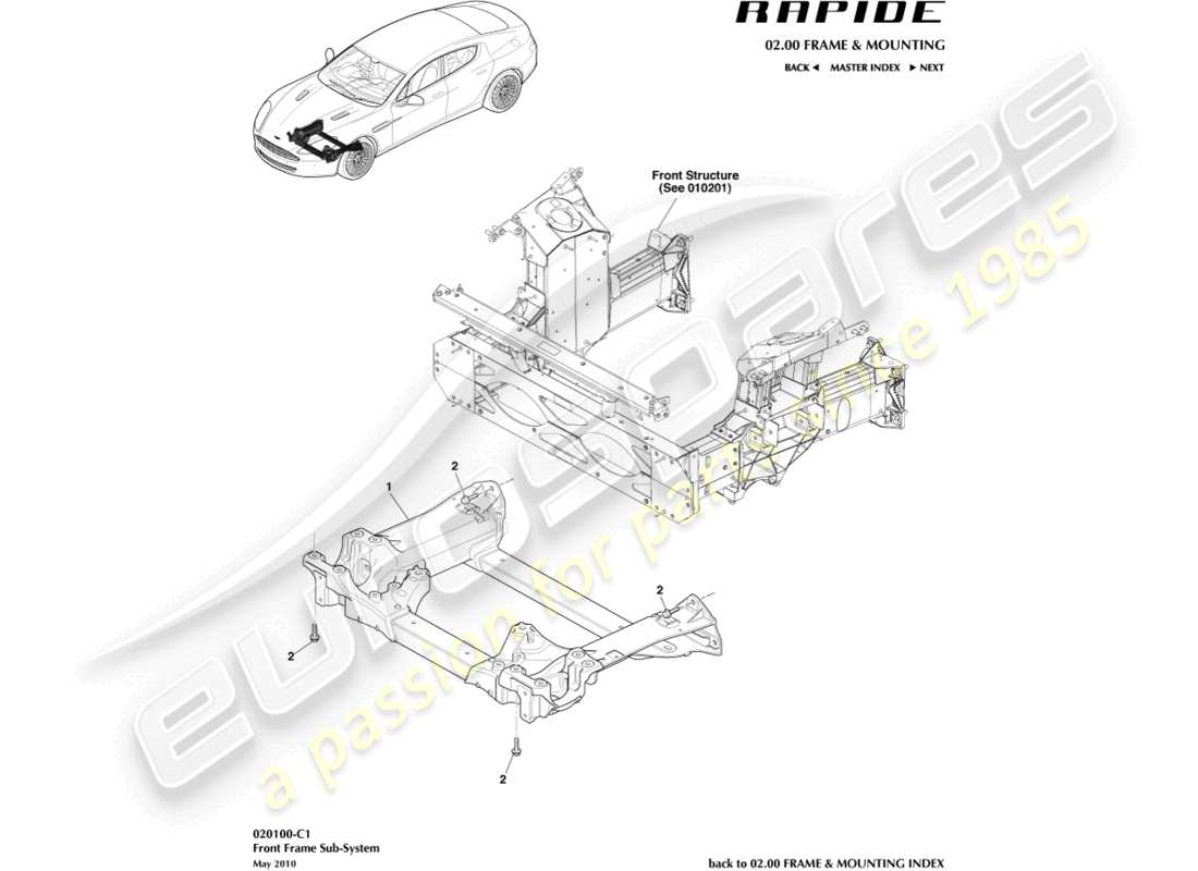 a part diagram from the aston martin rapide (2016) parts catalogue