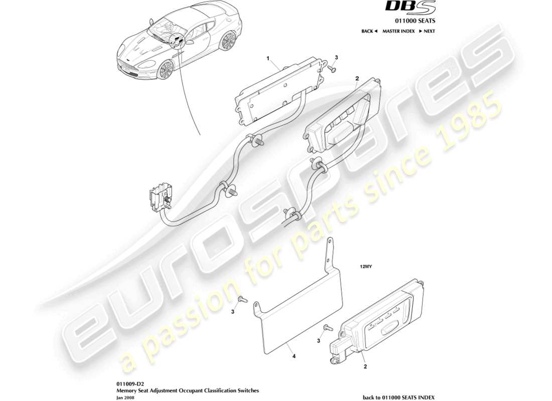 a part diagram from the aston martin dbs (2011) parts catalogue