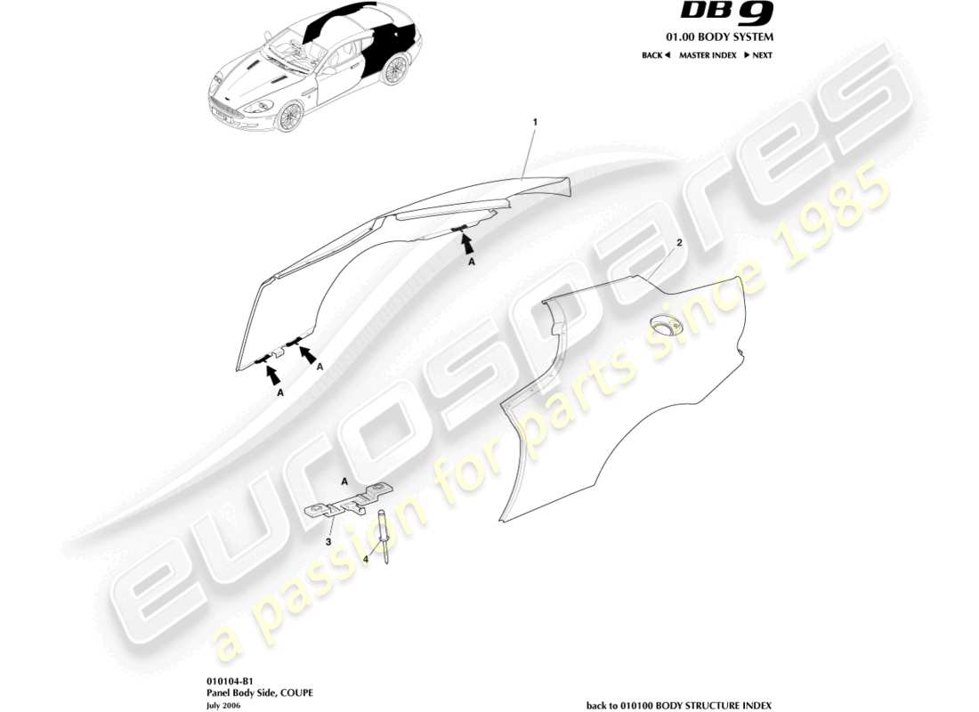 a part diagram from the aston martin db9 (2011) parts catalogue