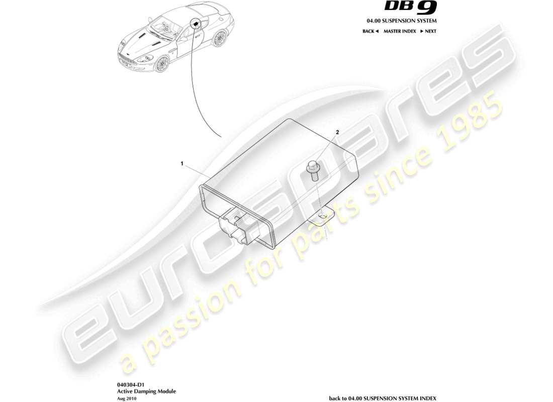 a part diagram from the aston martin db9 (2007) parts catalogue