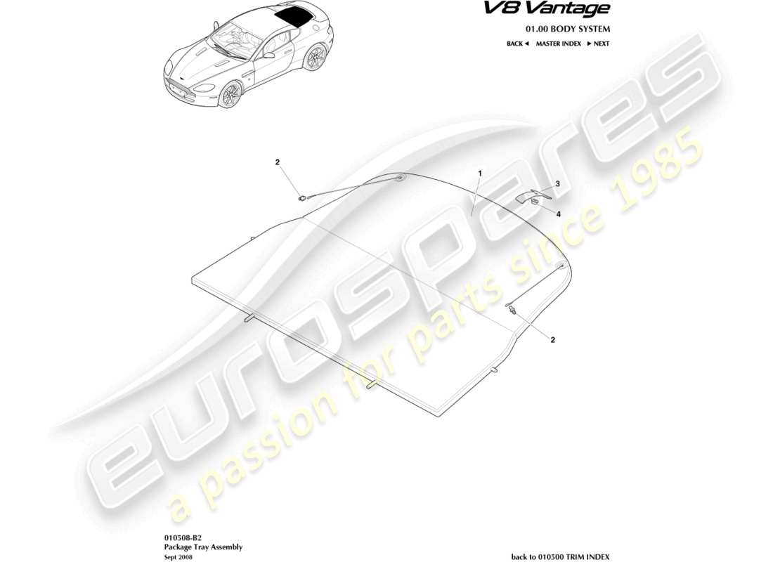 a part diagram from the aston martin v8 vantage parts catalogue