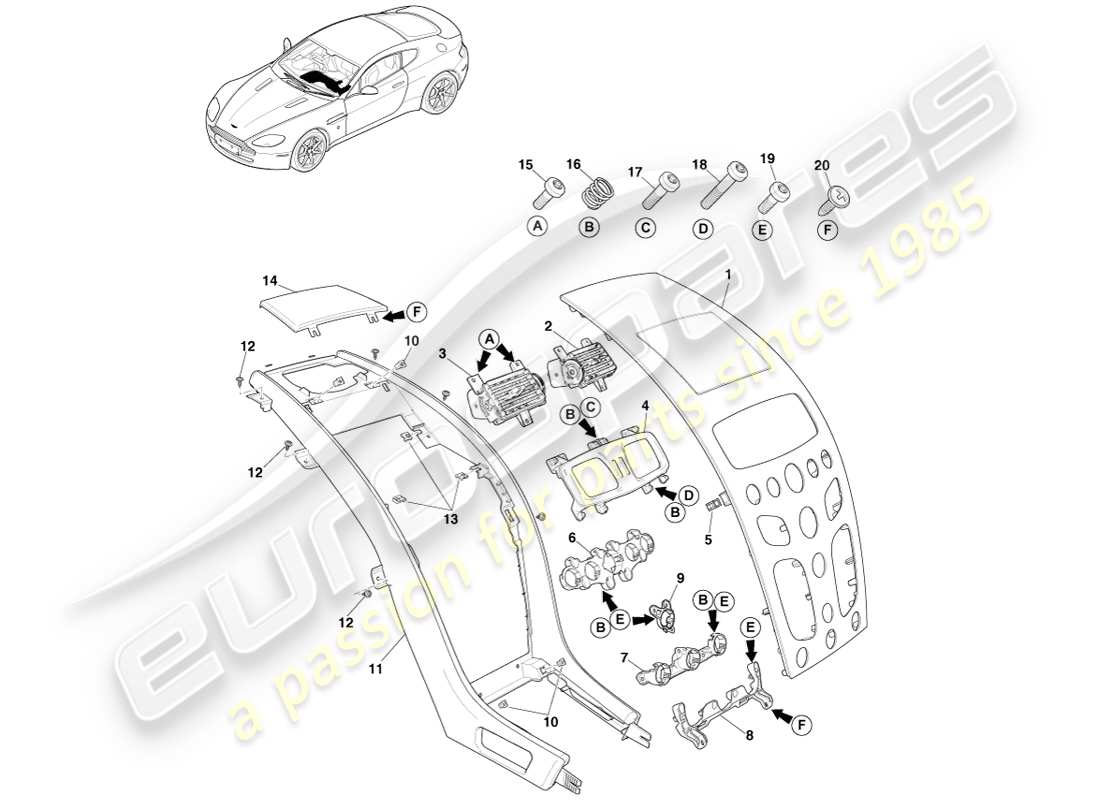 a part diagram from the aston martin v8 vantage (2005) parts catalogue