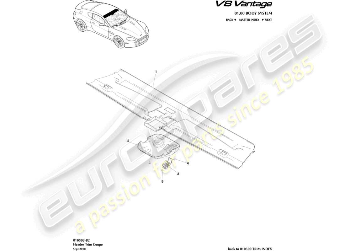 a part diagram from the aston martin v8 vantage (2018) parts catalogue