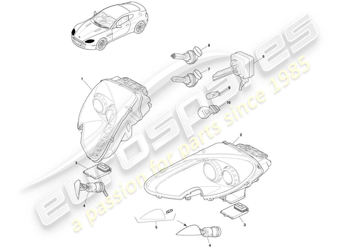 a part diagram from the aston martin v8 vantage (2005) parts catalogue