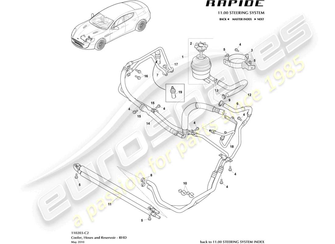 a part diagram from the aston martin rapide parts catalogue
