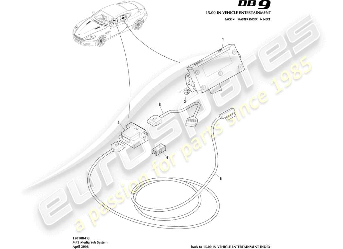 a part diagram from the aston martin db9 (2006) parts catalogue