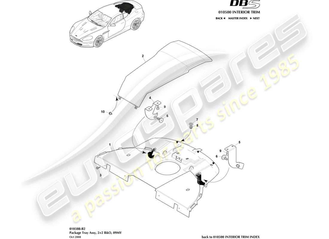 a part diagram from the aston martin dbs (2014) parts catalogue