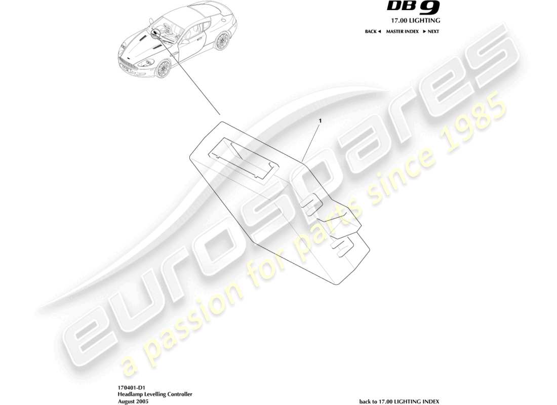 a part diagram from the Aston Martin DB9 (2012) parts catalogue