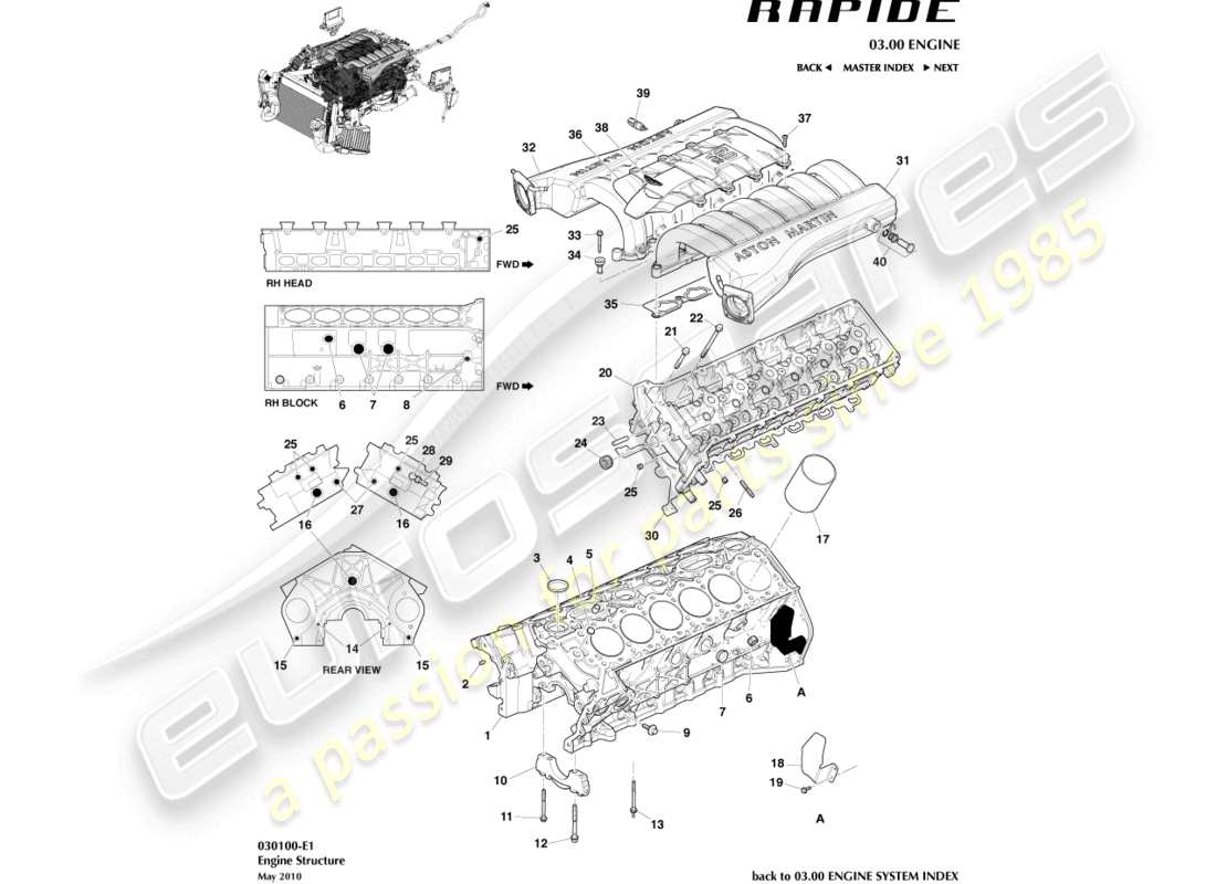 a part diagram from the aston martin rapide parts catalogue