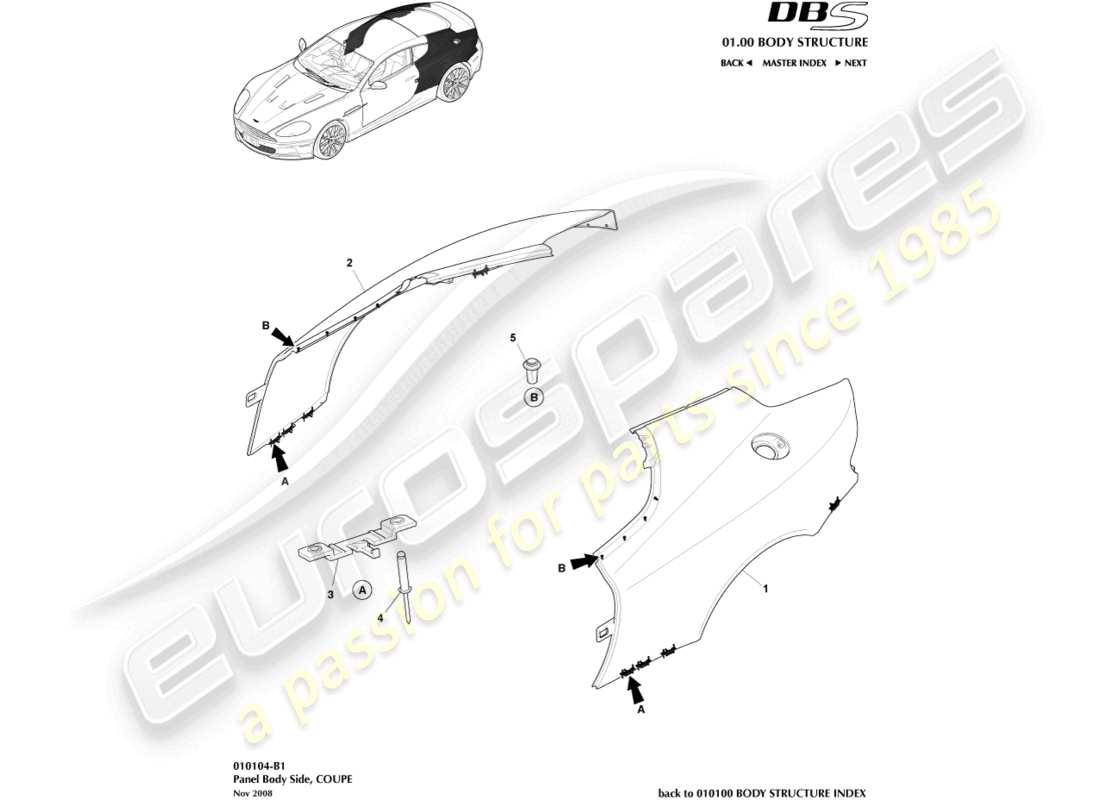 a part diagram from the aston martin dbs (2008) parts catalogue