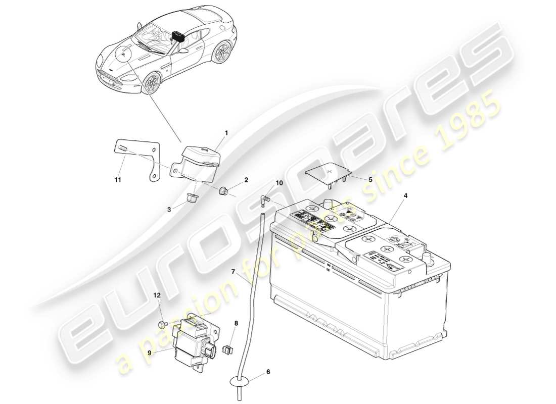 a part diagram from the aston martin v8 vantage (2005) parts catalogue