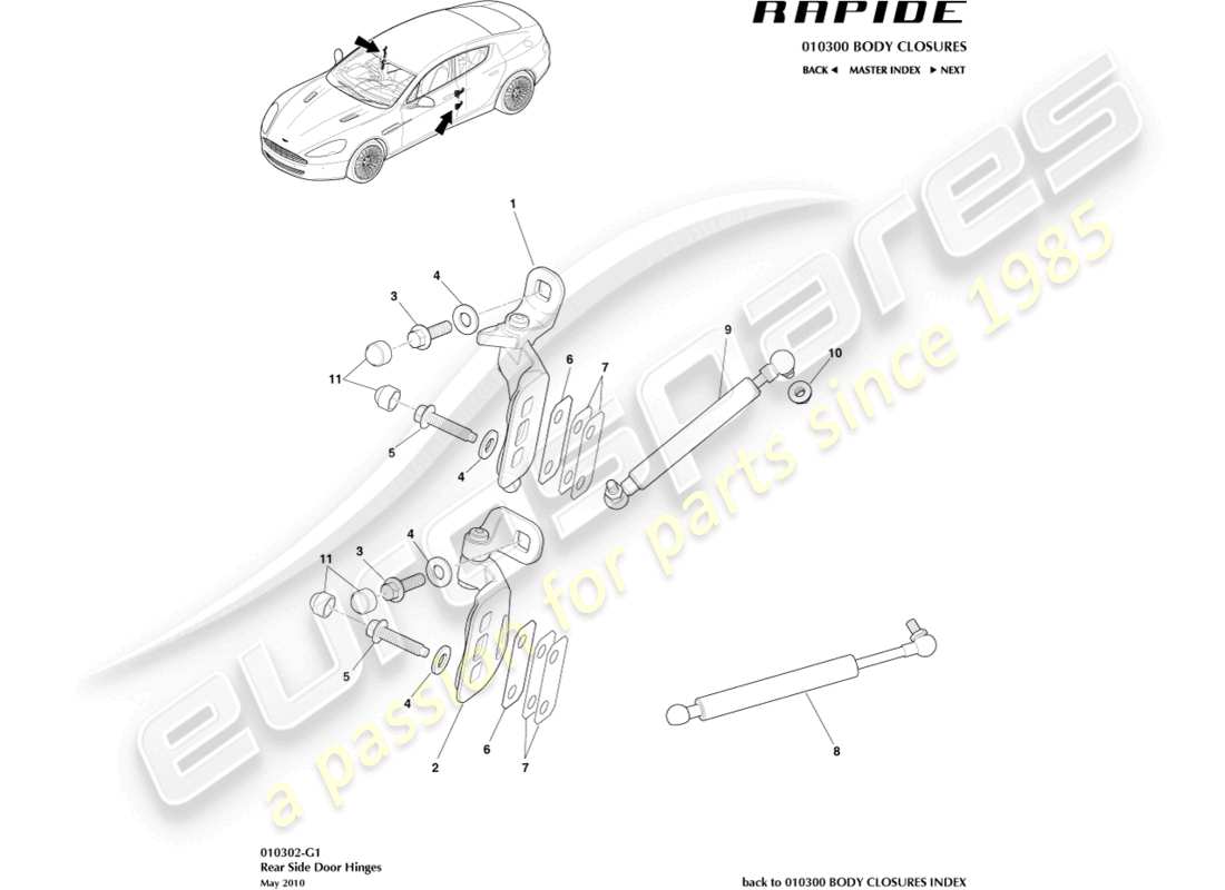 a part diagram from the aston martin rapide (2018) parts catalogue