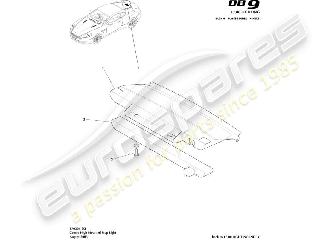 a part diagram from the aston martin db9 (2010) parts catalogue