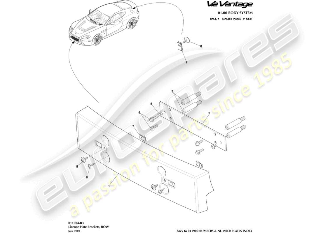 a part diagram from the aston martin v12 vantage parts catalogue