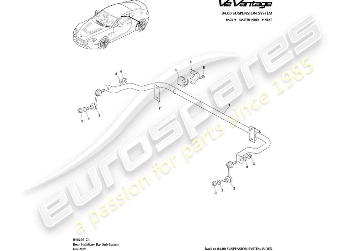 a part diagram from the aston martin v12 vantage parts catalogue