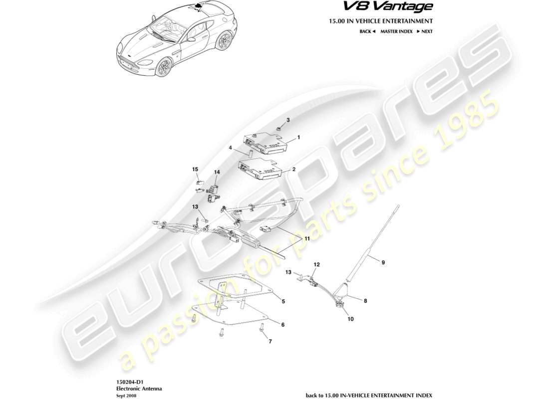 a part diagram from the aston martin v8 vantage (2006) parts catalogue