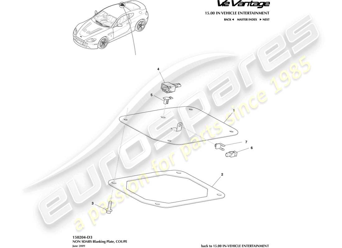 a part diagram from the aston martin v12 vantage parts catalogue