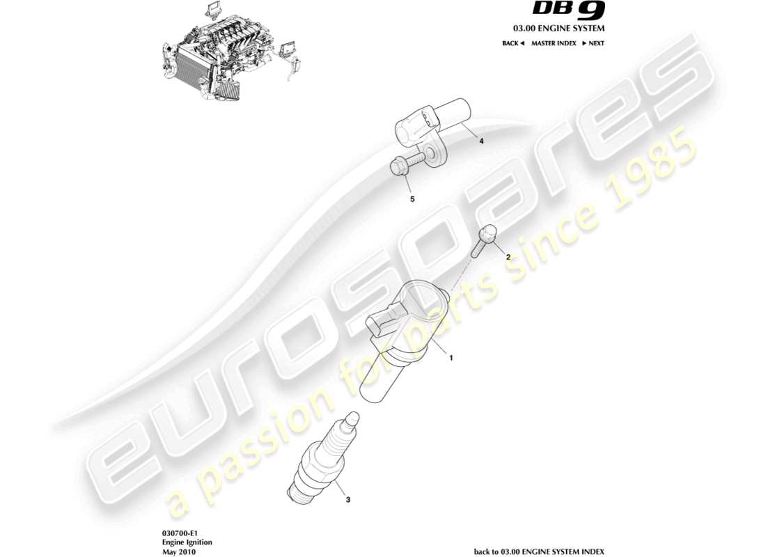 aston martin db9 (2010) ignition parts diagram