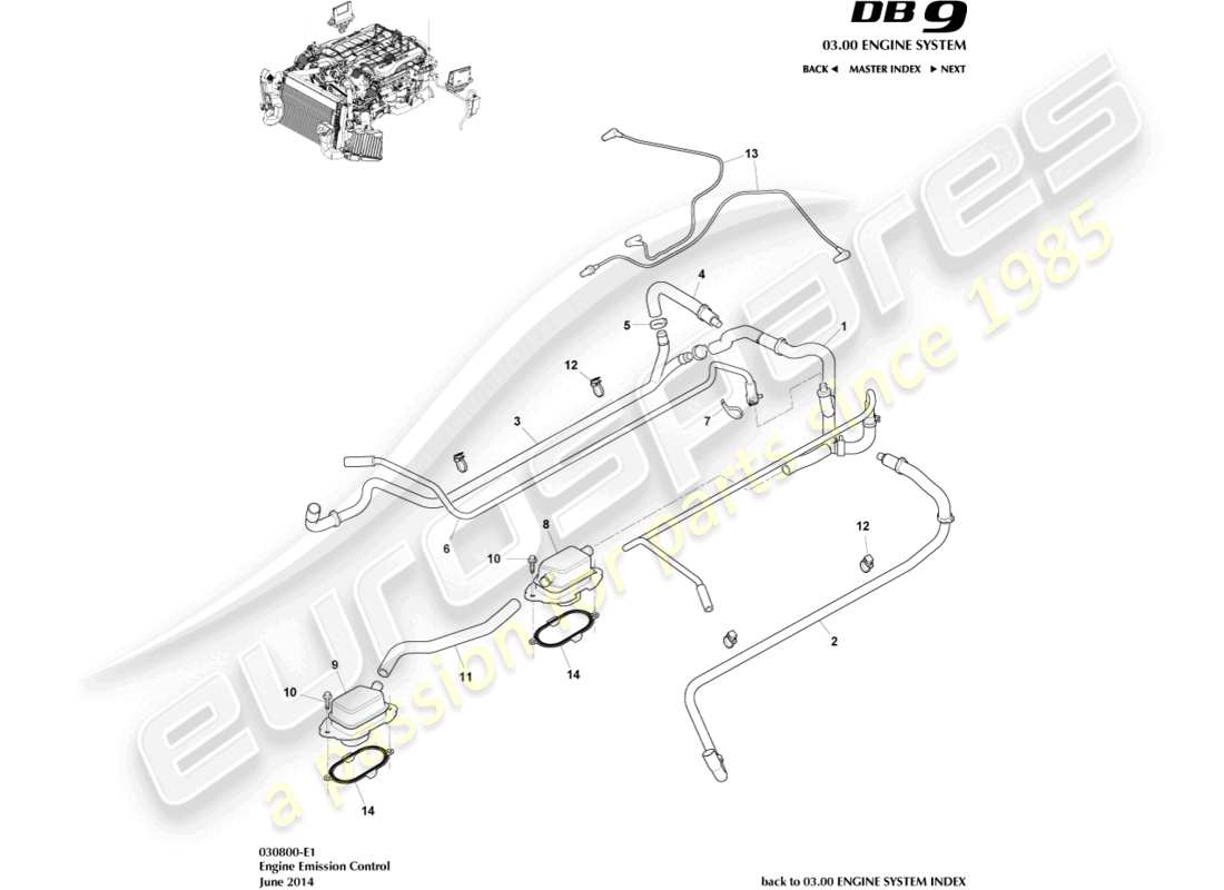 aston martin db9 (2009) emission control parts diagram