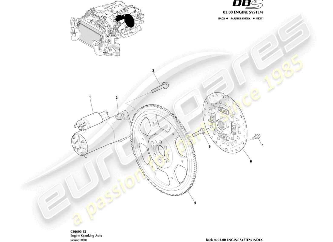 aston martin dbs (2014) starter motor, auto part diagram