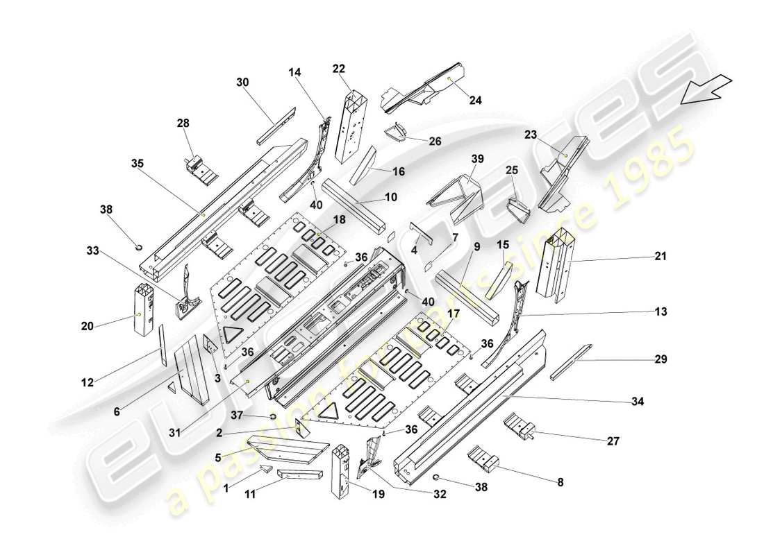 lamborghini gallardo coupe (2006) floor assembly parts diagram