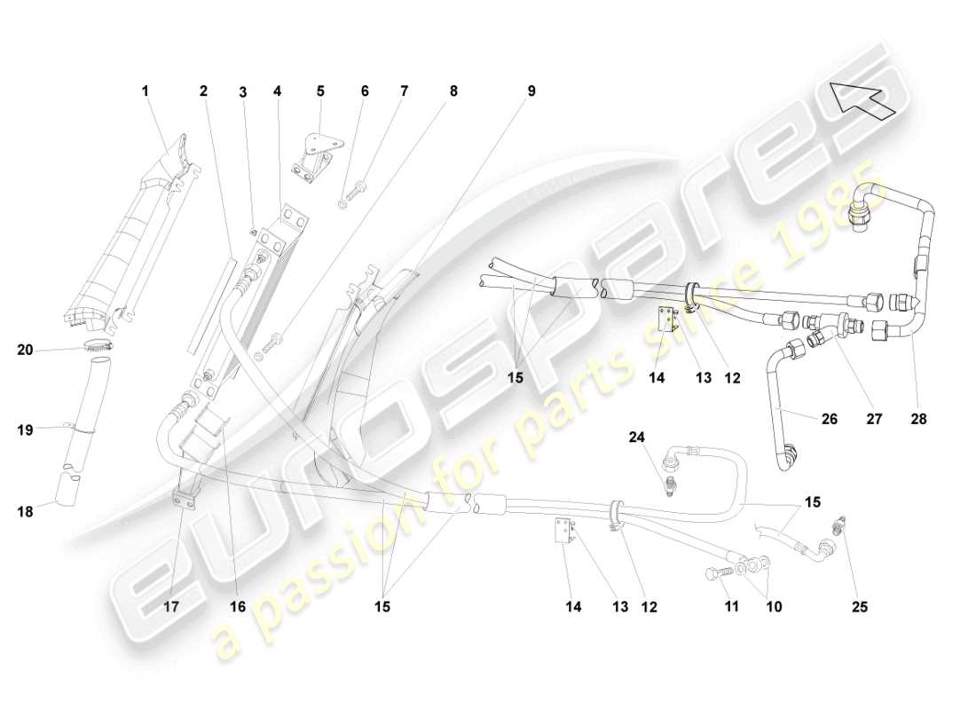 lamborghini gallardo coupe (2006) gear oil cooler parts diagram