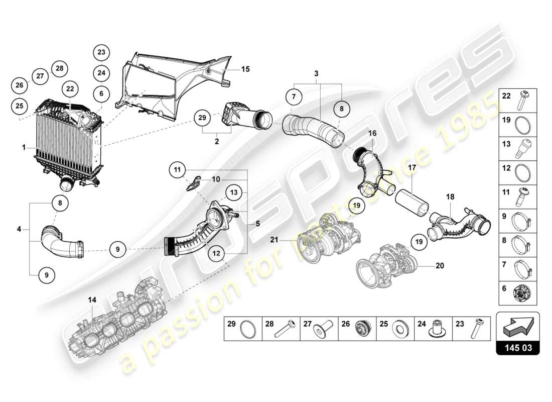 lamborghini urus performante (2023) charge air cooler left parts diagram