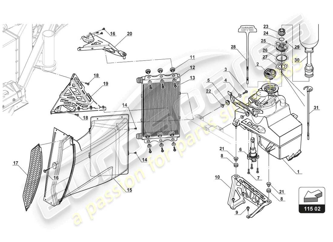 a part diagram from the lamborghini huracan squadra corse parts catalogue
