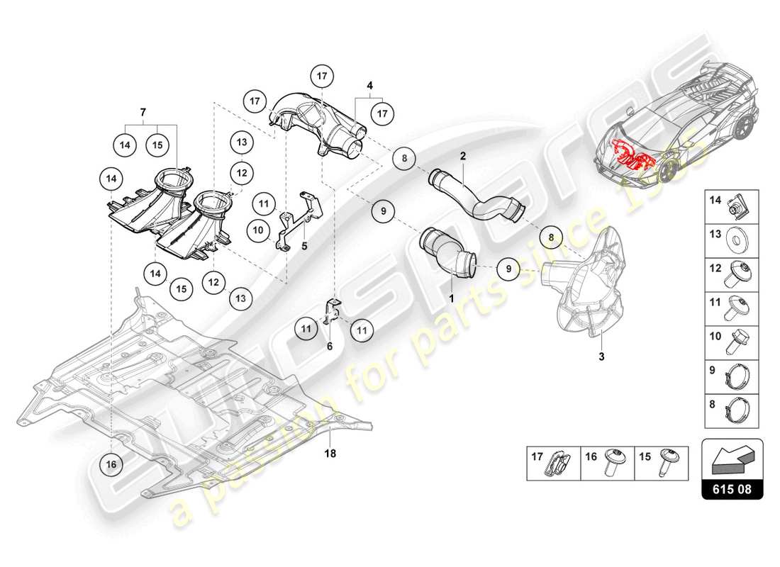 a part diagram from the lamborghini huracan sto parts catalogue
