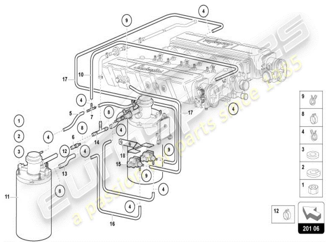 a part diagram from the lamborghini diablo vt (1998) parts catalogue