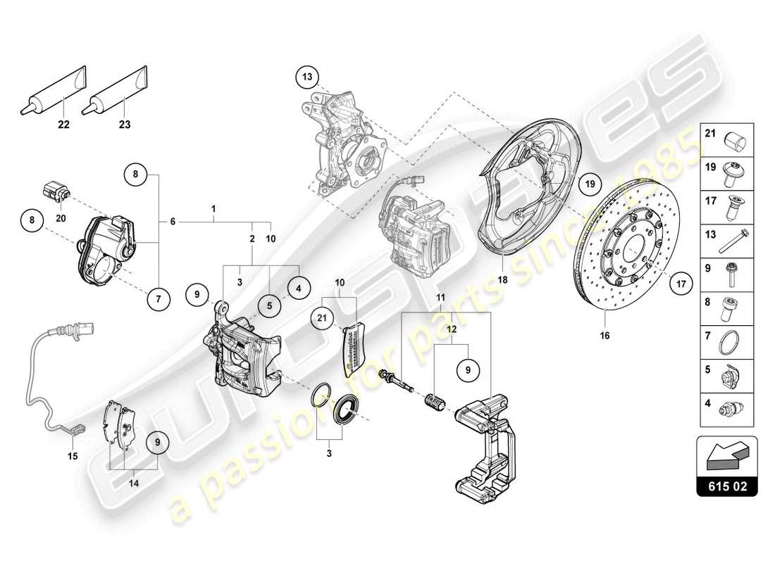 a part diagram from the lamborghini urus (2021) parts catalogue