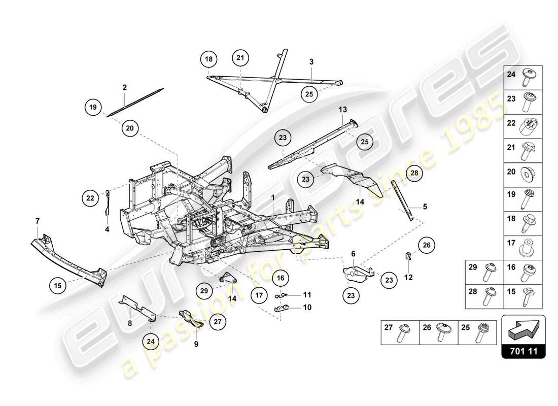 lamborghini sian roadster (2021) trim frame rear part parts diagram