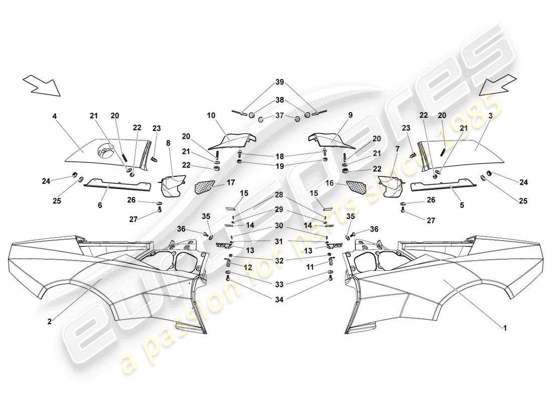 a part diagram from the lamborghini reventon roadster parts catalogue