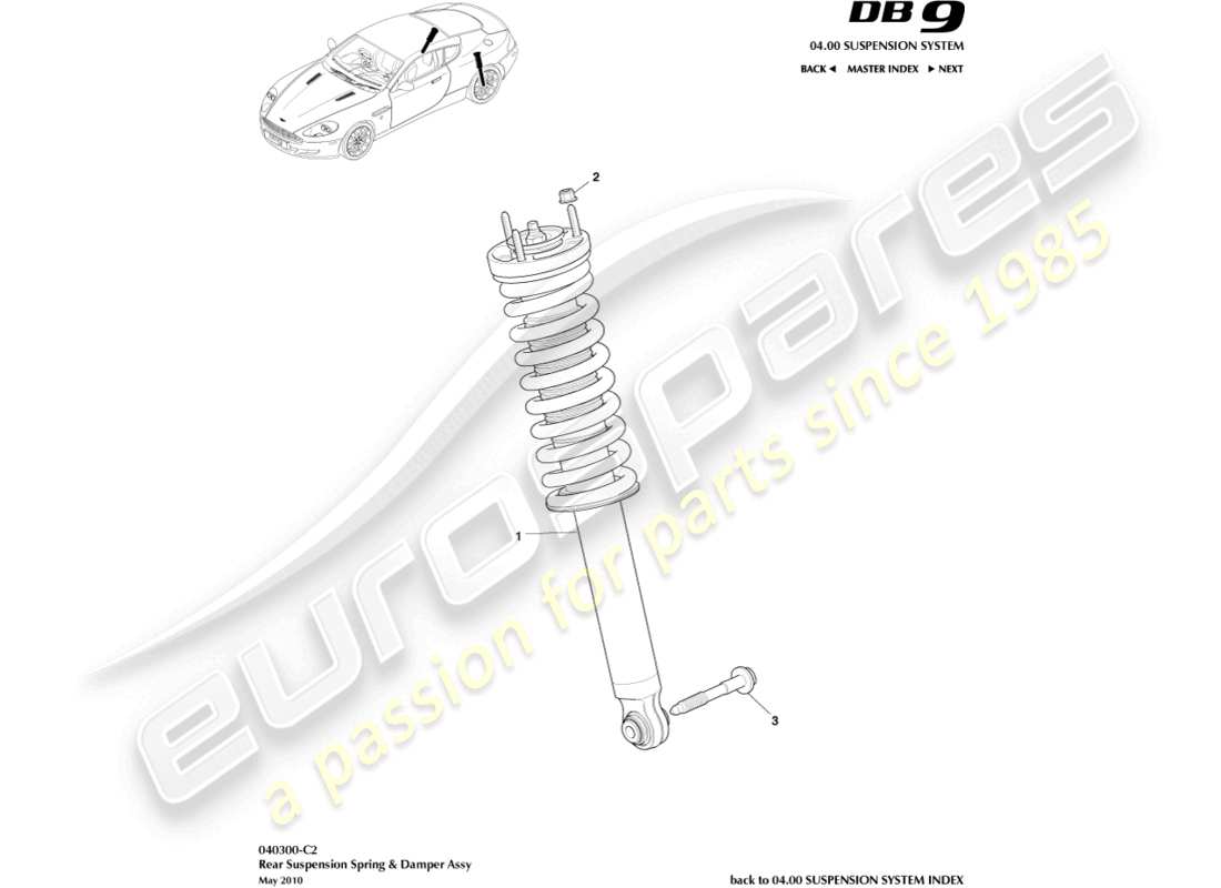 a part diagram from the Aston Martin DB9 (2009) parts catalogue