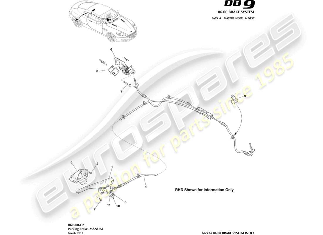 a part diagram from the aston martin db9 (2009) parts catalogue