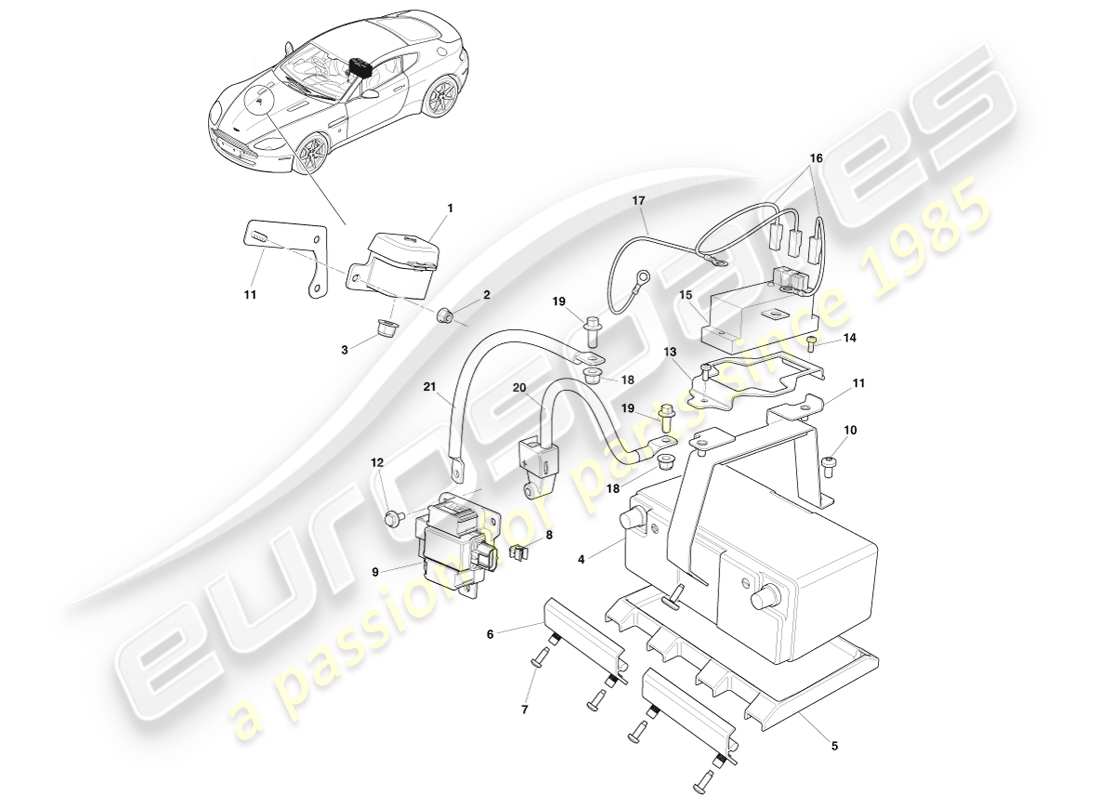 VIEW PARTS DIAGRAMS FROM THE ASTON MARTIN V8 VANTAGE PARTS CATALOGUE a part diagram from the aston martin v8 vantage parts catalogue